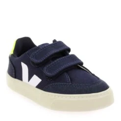 Veja SMALL V12 VELCRO CANVAS - Marine Jaune